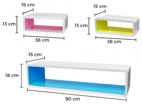 Σετ 3 Ορθογώνια Ράφια Τοίχου με 3D Εφέ MWS1819