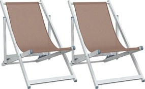 vidaXL Σεζλόνγκ Πτυσσόμενες 2 τεμ. Καφέ από Αλουμίνιο και Textilene