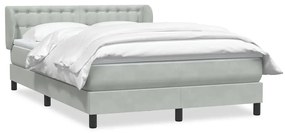 vidaXL Κρεβάτι Boxspring με Στρώμα Ανοιχτό Γκρι 140x220 εκ. Βελούδινο