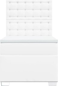 vidaXL Κρεβάτι Boxspring με Στρώμα Λευκό 100x200εκ.από Συνθετικό Δέρμα