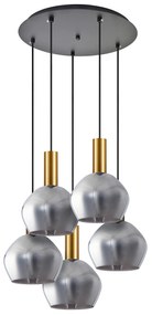 SE21-GM-4-5BL-GL2 ADEPT TUBE Gold Matt Pendant Smoked Glass+