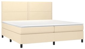 vidaXL Κρεβάτι Boxspring με Στρώμα & LED Κρεμ 200x200 εκ. Υφασμάτινο