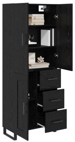 vidaXL Highboard με συρτάρι 2 pcs Μαύρη Οξυά Σύνθετο Ξύλο και Γυαλί