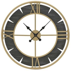 Ρολόι Τοίχου 3-20-977-0313 Φ80cm Black-Gold Inart Μέταλλο,Ξύλο