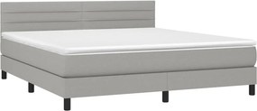 vidaXL Κρεβάτι Boxspring με Στρώμα &amp; LED Αν.Γκρι 160x200 εκ Υφασμάτινο