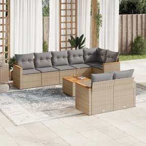 vidaXL Patio Sofa Set 9-θέσια Μπεζ και Γκρι
