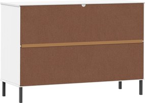 vidaXL Ντουλάπι OSLO Λευκό 113x40x77 εκ. Μασίφ Ξύλο με Μετ. Πόδια