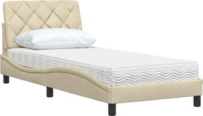 vidaXL Κρεβάτι με Στρώμα Κρεμ 80 x 200 εκ. Υφασμάτινο