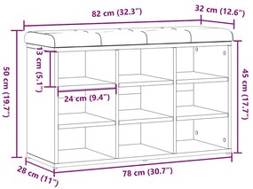 Πάγκος παπουτσιών Artisan Oak 82x32x50 cm Κατασκευασμένο ξύλο - Καφέ
