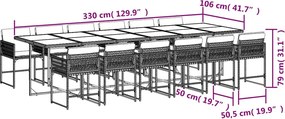vidaXL Σετ Τραπεζαρίας Κήπου 13 τεμ. Καφέ από Συνθ. Ρατάν με Μαξιλάρια