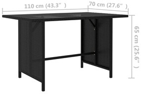 ΤΡΑΠΕΖΑΡΙΑ ΚΗΠΟΥ ΜΑΥΡΗ 110 X 70 X 65 ΕΚ. ΑΠΟ ΣΥΝΘΕΤΙΚΟ ΡΑΤΑΝ 313511