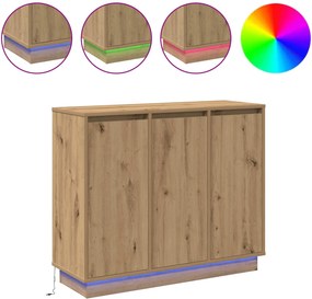 vidaXL Πλευρικό Τραπέζι LED Artisan Oak 90 x 32 x 75 εκ.