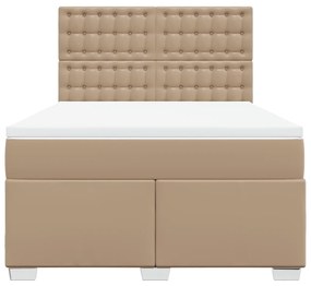 vidaXL Κρεβάτι Boxspring με Στρώμα Καπουτσίνο 160x200εκ.από Συνθ.Δέρμα