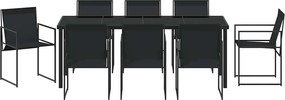 vidaXL Σέτ φαγητού για κήπο 9 pcs Μαύρο Textilene και Χάλυβας