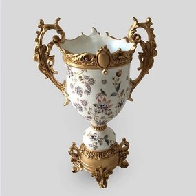 Βάζο Πορσελάνινο 819-00152 32,5x21,5x47cm White-Gold Estheti Home Πορσελάνη