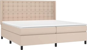 vidaXL Κρεβάτι Boxspring με Στρώμα Καπουτσίνο 200x200εκ.από Συνθ.Δέρμα