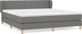 vidaXL Κρεβάτι Boxspring με Στρώμα Σκούρο Γκρι 180x200 εκ Υφασμάτιν