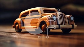 Intra Συλλεκτικό Ξύλινο Παζλ Plywood 4mm - Ξύλινο αυτοκίνητο σε ξύλινο πάτωμα Σε Ξύλινο Κουτί - Διαστάσεις: 10x10 cm – 25 κομμάτια