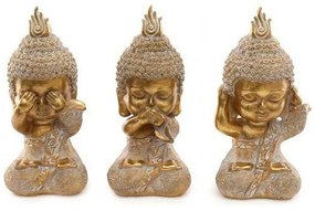 Διακοσμητικός Βούδας See Hear Say (Σετ 3Τμχ) 014.BU0190 19cm Gold Ceramic