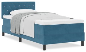 vidaXL Κρεβάτι με Στρώμα  Ψηλό Μπλε 90x200 cm Βελούδο