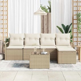 vidaXL Σετ Καναπέ Κήπου 6 pcs Μπεζ Πολυ ράταν