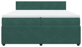 vidaXL Κρεβάτι Boxspring με Στρώμα Σκούρο Πράσινο 200x200εκ. Βελούδινο