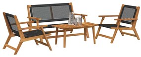 vidaXL Κήπου Καρέκλες με Τραπέζι 4 pcs Μαύρο 90 x 45 x 40 cm