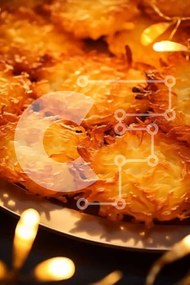 Σετ των 2 Intra Συλλεκτικό Ξύλινο Παζλ Plywood  4mm - Νόστιμες τηγανίτες πατάτας σε ένα πιάτο Σε Ξύλινο Κουτί - Διαστάσεις: 10x10 cm – 25 κομμάτια