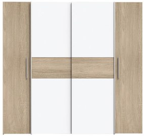 Ντουλάπα ρούχων Closet pakoworld τετράφυλλη sonoma oak-λευκό μελαμίνης 200x61.5x190.5εκ