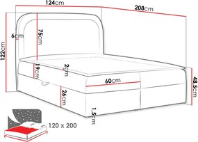 Επενδυμένο κρεβάτι Bonito-Kafe-120 x 200