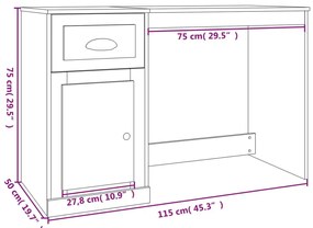 Γραφείο με Συρτάρι Μαύρο 115x50x75 εκ. Επεξεργασμένο Ξύλο - Μαύρο