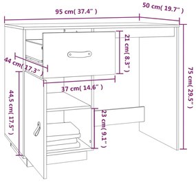 Γραφείο Μαύρο 95x50x75 εκ. από Μασίφ Ξύλο Πεύκου - Μαύρο