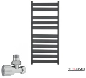 Thermo LARGO Θερμαινόμενη πετσετοκρεμάστρα από Mild Steel με υδραυλική λειτουργία, 120x50cm Black