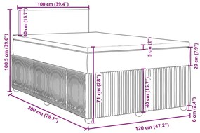 Κρεβάτι Boxspring με Στρώμα Σκούρο Γκρι 120x200 εκ. Υφασμάτινο - Γκρι