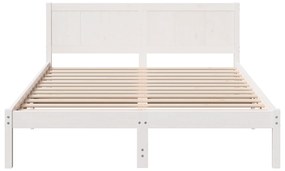 vidaXL Λευκό Κρεβάτι Λευκό Μασίφ ξύλο πεύκου 140 x 200 εκ. Κρεβάτι