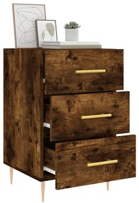 vidaXL Κομοδίνο Καπνιστή Δρυς 40 x 40 x 66 εκ. από Επεξεργασμένο Ξύλο