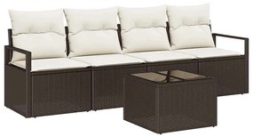 vidaXL Σετ Καναπέ Κήπου 5 pcs Καφέ και Κρέμα 55 x 55 x 37 εκ