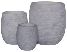 WOODWELL Ε6307,SFLOWER POT-8  Set 3 τεμαχίων, Απόχρωση Light Grey Wash Φ25x28 - Φ35x39 - Φ48x52cm Ε6307,S