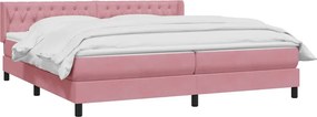 vidaXL Κρεβάτι Boxspring με Στρώμα Ροζ 180x210 εκ. Βελούδινο