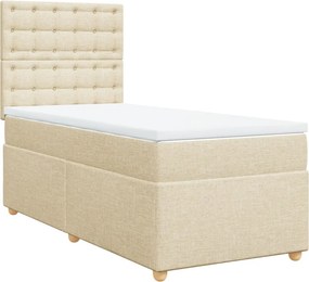 vidaXL Κρεβάτι Boxspring με Στρώμα Κρεμ 90x200 εκ.Υφασμάτινο