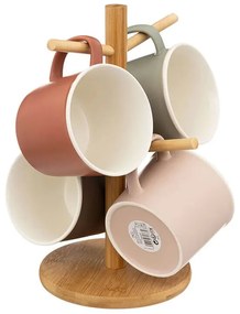 Σετ Κούπες &amp; Ξύλινη Βάση Νature Secret de Gourmet με χωρητικότητα 380ml - 5 τεμάχια