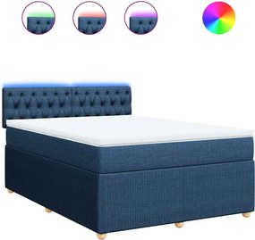 vidaXL Κρεβάτι Boxspring με Στρώμα Μπλε 160x200 εκ. Υφασμάτινο