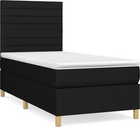 vidaXL Κρεβάτι Boxspring με Στρώμα Μαύρο 80 x 200 εκ. Υφασμάτινο