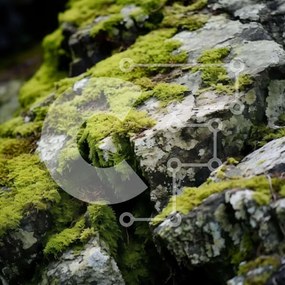 Intra Συλλεκτικό Ξύλινο Παζλ Plywood 4mm - Πράσινος βράχος που καλύπτεται από λειχήνες στη φύση Σε Ξύλινο Κουτί - Διαστάσεις: 10x10 cm – 25 κομμάτια