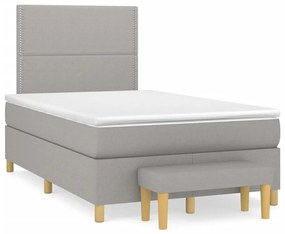 Κρεβάτι Boxspring με Στρώμα Ανοιχτό Γκρι 120x190 εκ. Υφασμάτινο