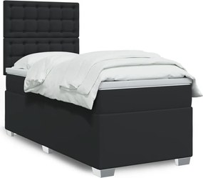 vidaXL Κρεβάτι Boxspring με Στρώμα Μαύρο 80 x 200 εκ. Συνθετικό Δέρμα