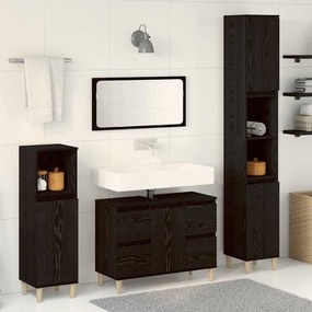 vidaXL Σετ Επίπλων Μπάνιου με συρτάρι 3 pcs Μαύρο 30 x 30 x 180 cm