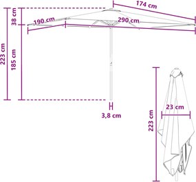vidaXL Ομπρέλα Κήπου 200 x 300 cm Πολυεστέρας Ορθογώνιος