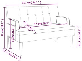 Παγκάκι με Πλάτη Μαύρο 112x65,5x75 εκ. από Συνθετικό Δέρμα - Μαύρο