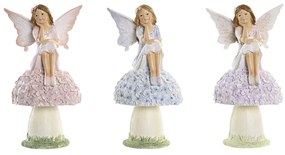 Διακοσμητική Φιγούρα DKD Home Decor Μπλε Ροζ Λιλά Νεράιδα 9,5 x 8 x 17 cm (3 Τεμάχια)